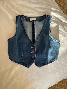 Boyish Denim Crop Vest in Medium Blue